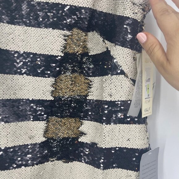 Eliza J Dress Size 4 Shift Stripe Sequin NWT $188 Reversible Sequins - Picture 4 of 6